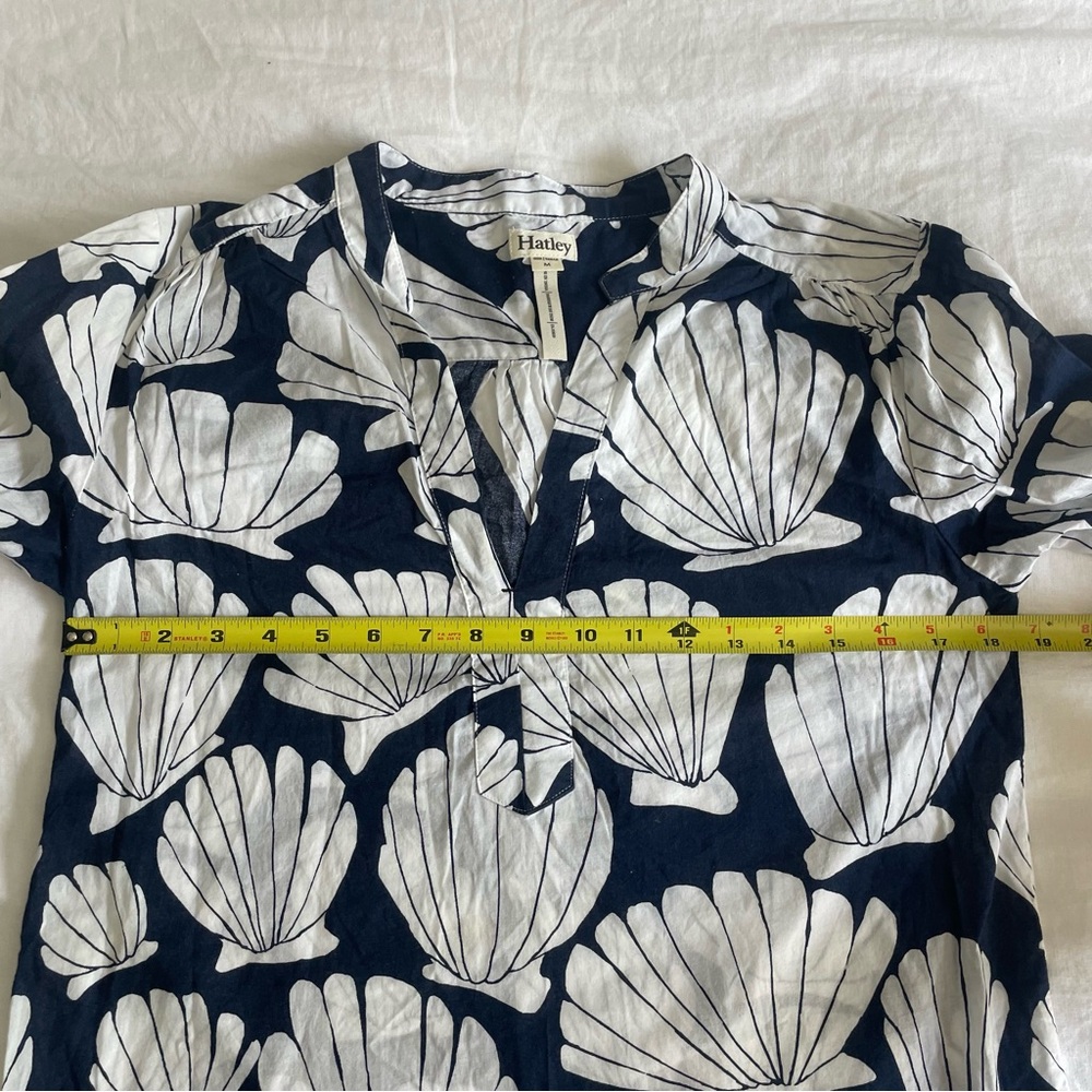Hatley 100% Cotton Navy White Seashell Print Summer Coastal Mini Dress Coverup - Picture 15 of 16